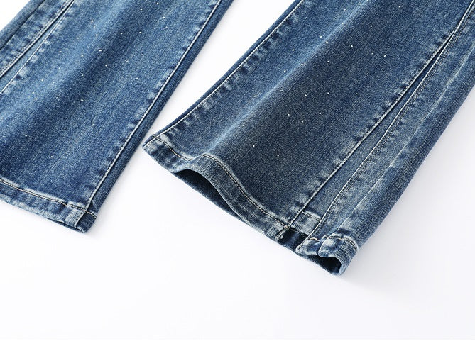 CHICHY High Street Retro Bootcut Blue High-Waisted Length Pants-LEXI