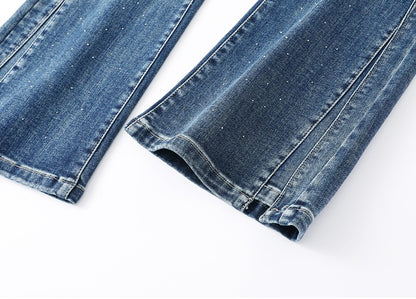 CHICHY High Street Retro Bootcut Blue High-Waisted Length Pants-LEXI