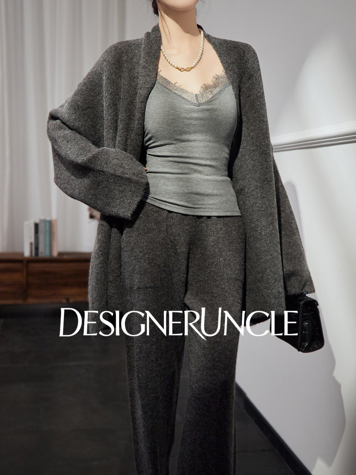 DGU "Ink Luxury" women's knitted suit autumn new high-end loose slimming set - Charlotte.