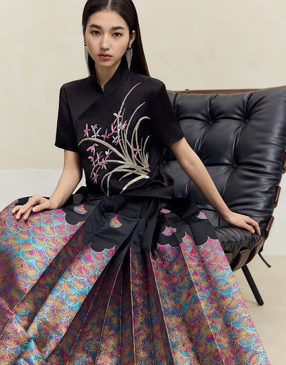 HECO mermaid scale color woven horse face skirt  high waisted long women - will.