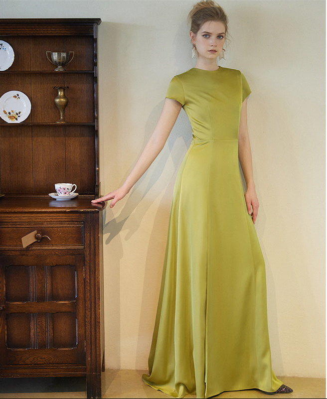 GOUDIN bridal short sleeves slim light luxury evening dress -TIAM.