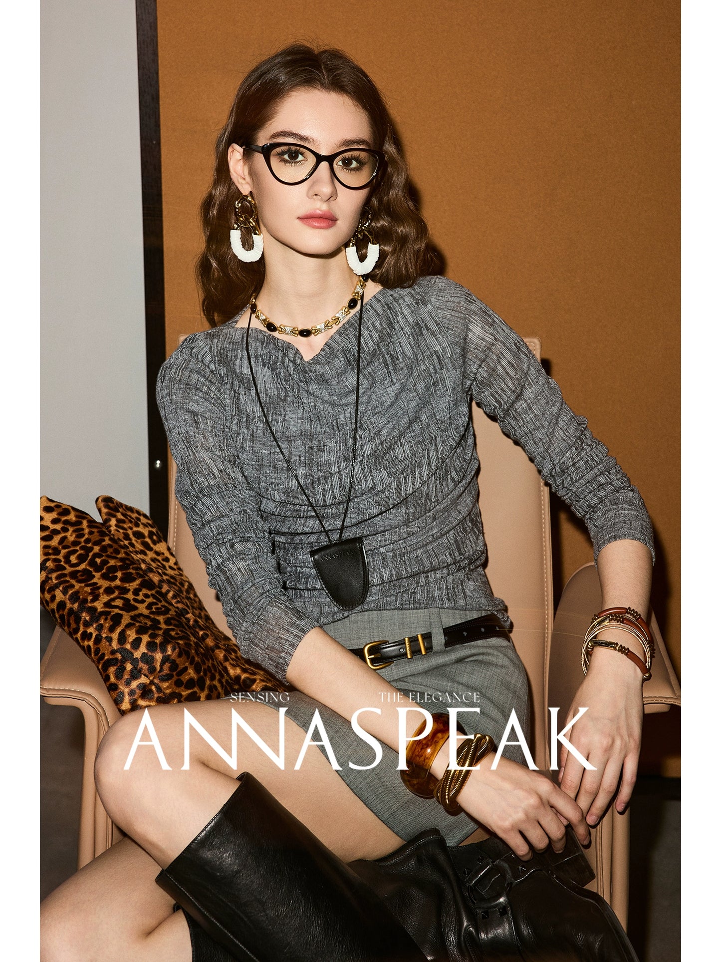 ANNASPEAK  slimming design crewneck knit long sleeved tops-COCO.