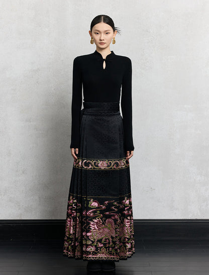 HECO Plain Worsted Wool Cheongsam Collar Buckle Knitwear - close.