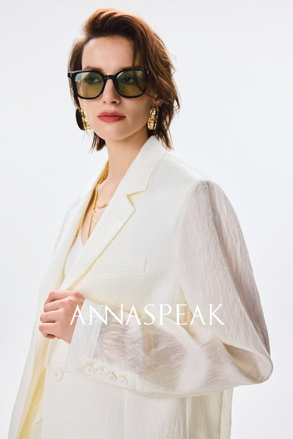 ANNASPEAK pearl gloss texture suit drawstring shorts-GRANS.