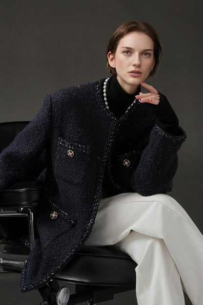 PIAOIN Elegant and Luxurious Small French Wool Short Jacket Spring-TIA