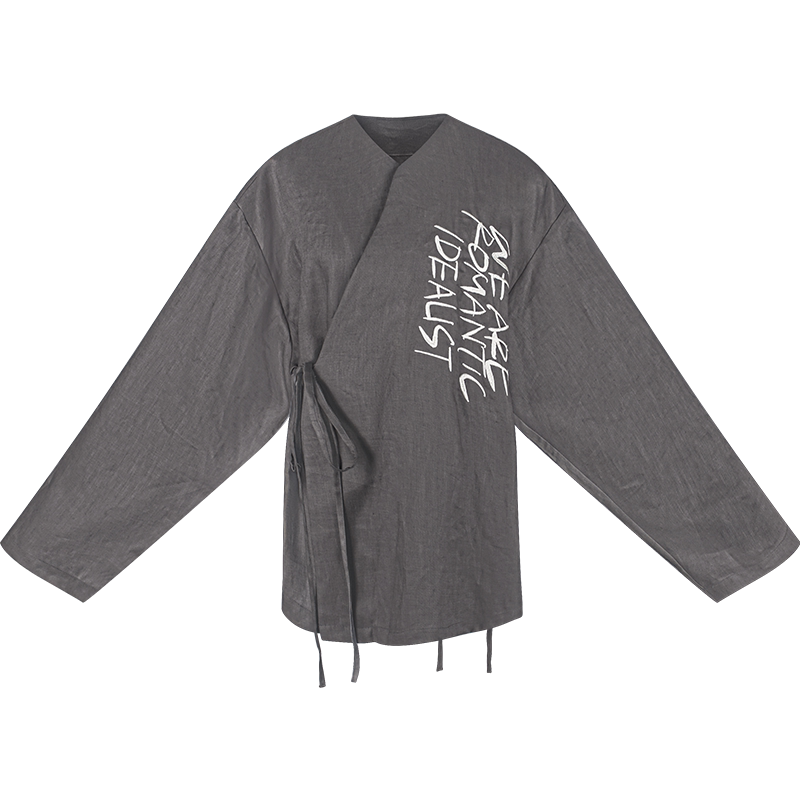 TUYUE Linen embroidered lace-up long sleeve jacket- JUNG.