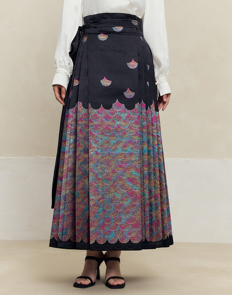 HECO mermaid scale color woven horse face skirt  high waisted long women - will.