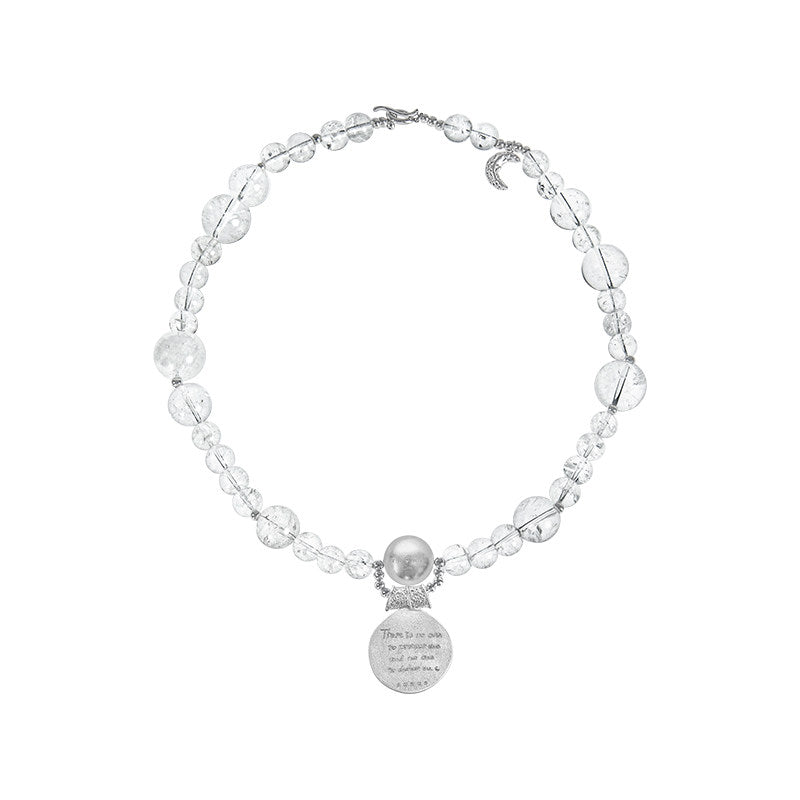 TUYUE natural white crystal round ball moon phase structure necklace - LILY.