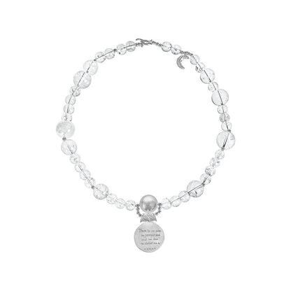 TUYUE natural white crystal round ball moon phase structure necklace - LILY.