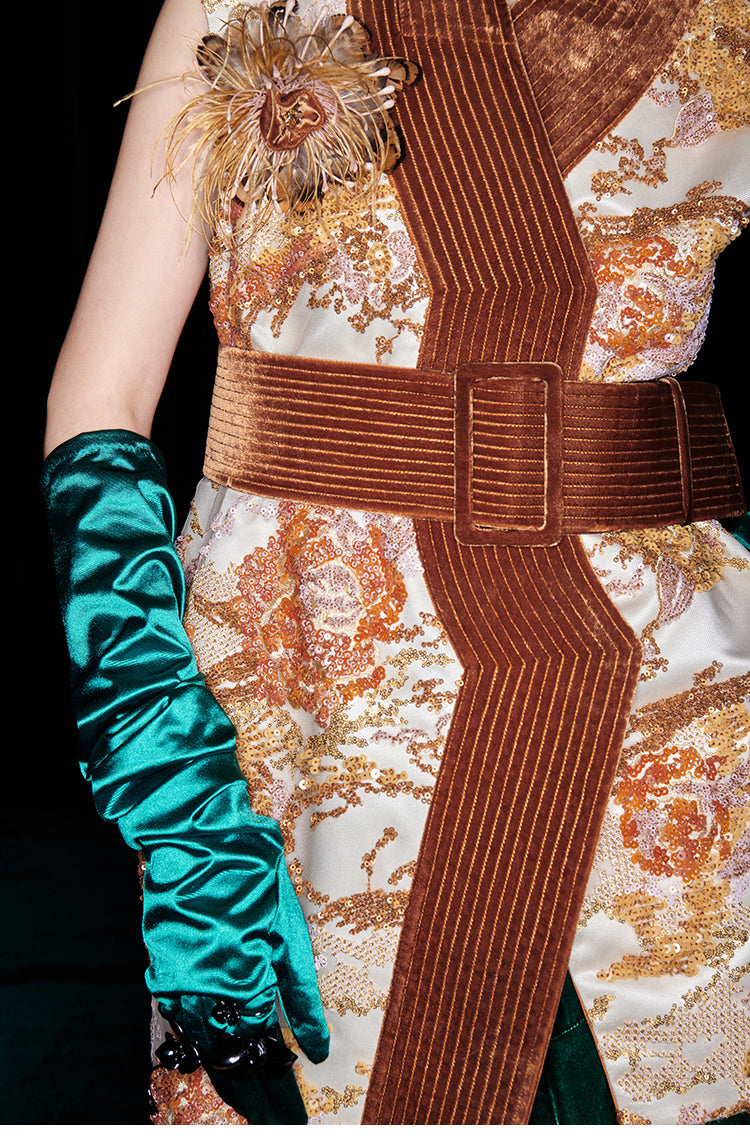 M essential Mackay designer quilted wide belt placket vest pant set- indira