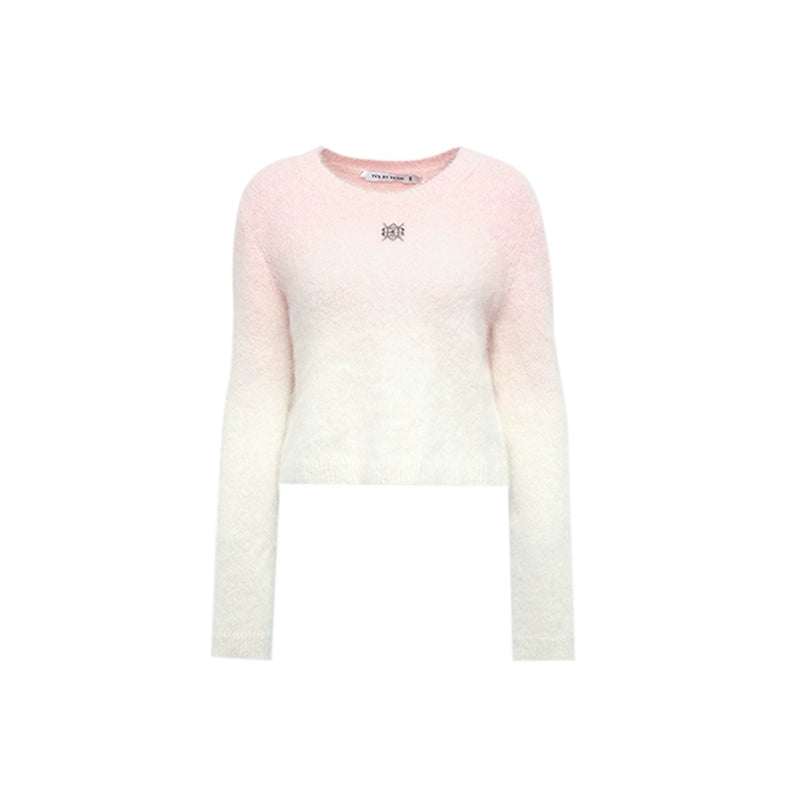 YES BY YESIR Barbie pink ombre Dream alpaca knit skirt top- Liowwa