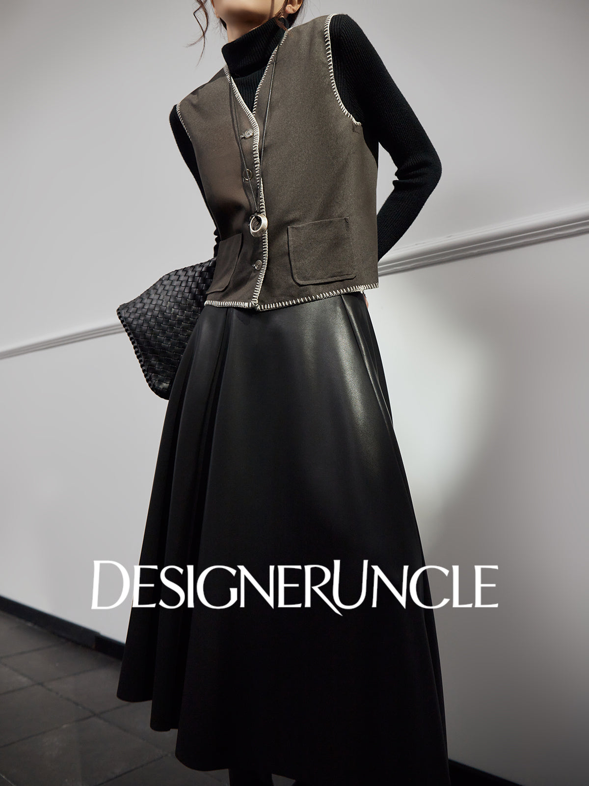 DGU|Leather Vest Light Luxury Commuting Loose and Versatile Design Shoulder Top - Stephan.