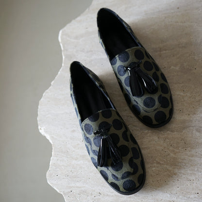 B-FEI leather wool round toe shoes-KIBA.
