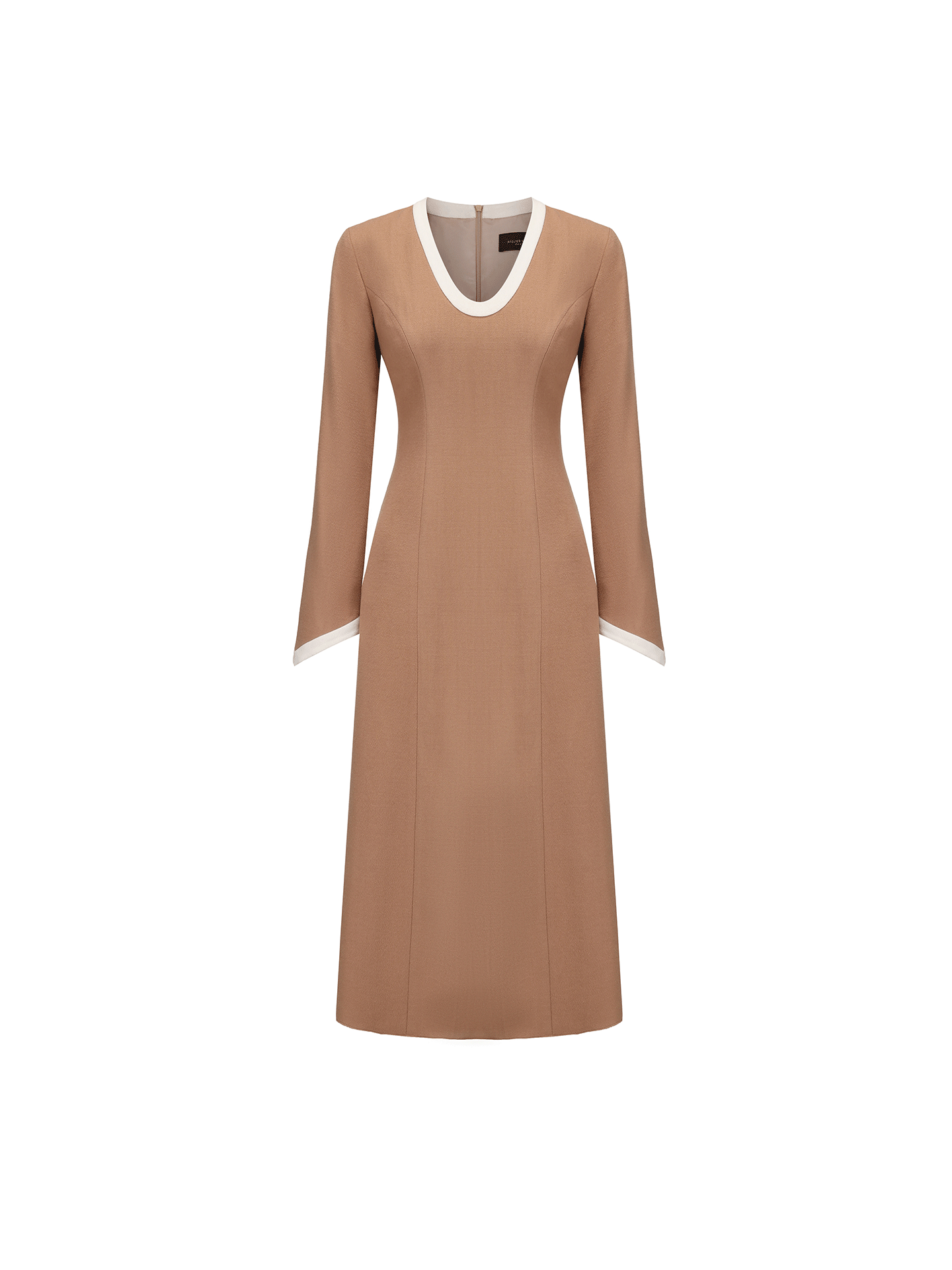 ATELIER MISS LU Old Money Sheep Wool Blend Long Sleeve Dress - RED.