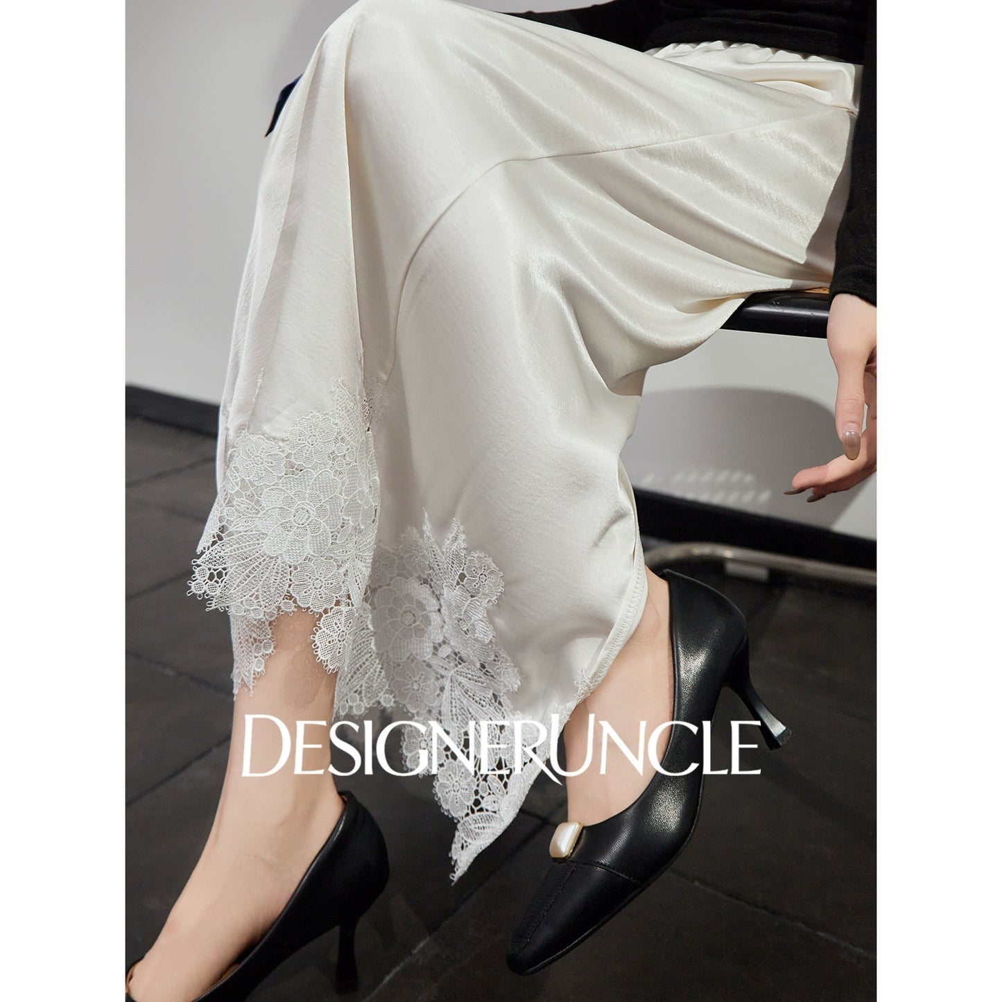 DGU new light luxury lace splicing embroidery niche slimming design elegant temperament - FLOW ?.