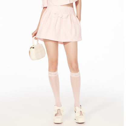 FAME bow jacquard A-line slimming short skirt - DANIEL