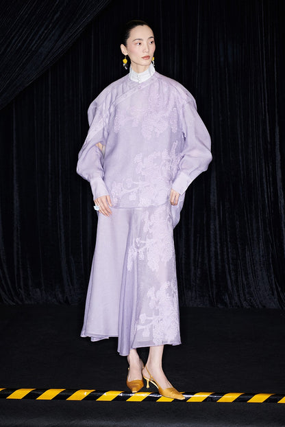 M essential Mackay designer taro jacquard silhouette placket shirt - JESSY.