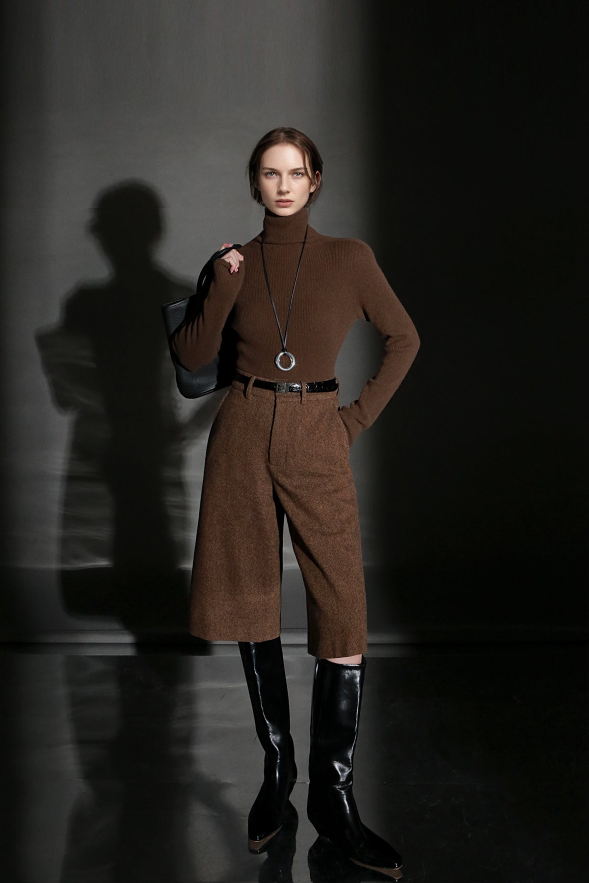 PIAOIN minimalist wool base layer women's turtle neck sweater top-GENA