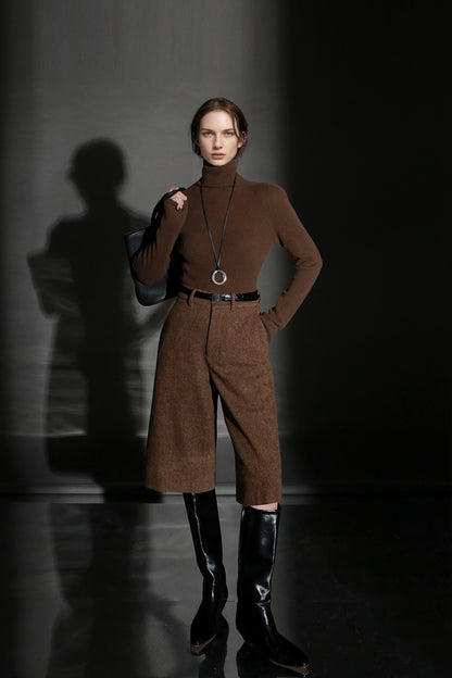 PIAOIN minimalist wool base layer women's turtle neck sweater top-GENA