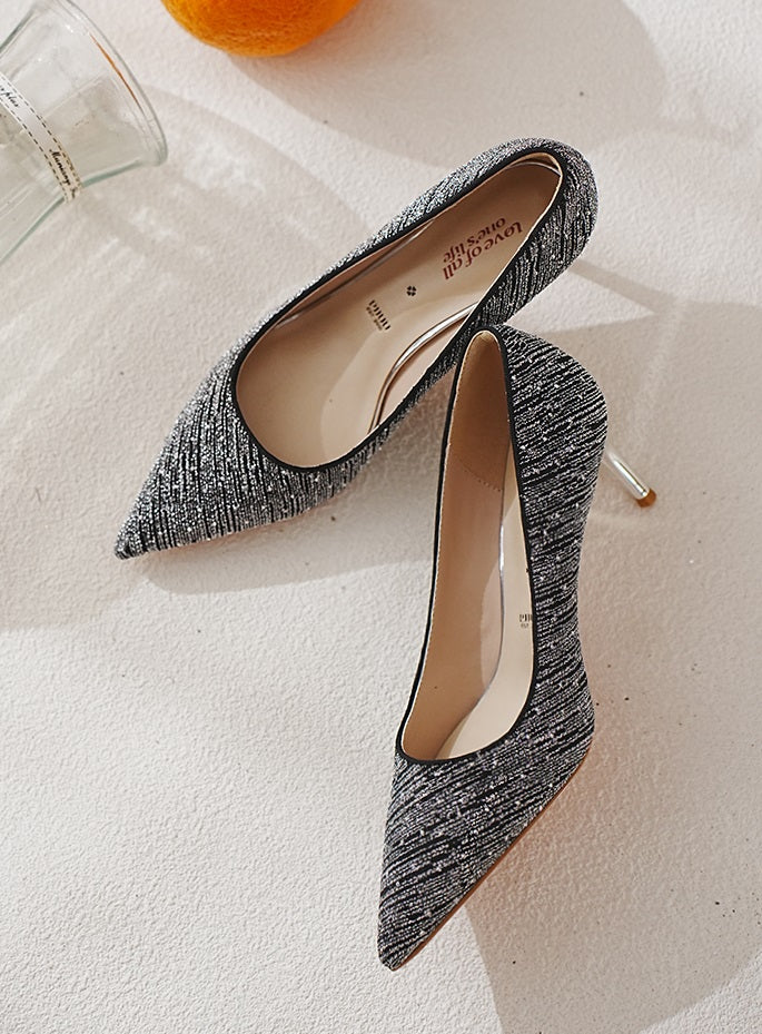 PJJUU Banquet Black Pointed-toe Stiletto Heels  - OPERAH