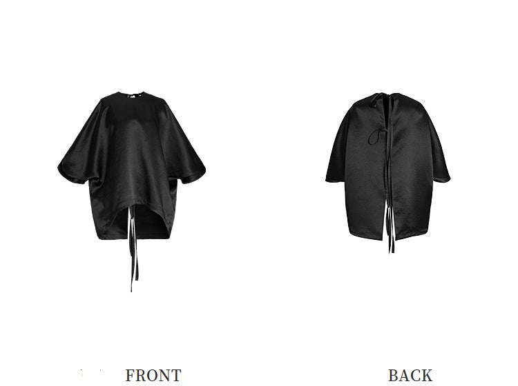 ZHUCHONGYUN black half sleeved crew neck top-CUB.