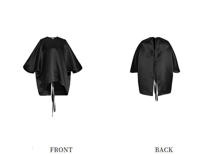 ZHUCHONGYUN black half sleeved crew neck top-CUB.