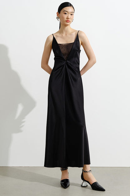 COMME MOI  Women's Black Acetate Open Back Dress - LEAH.