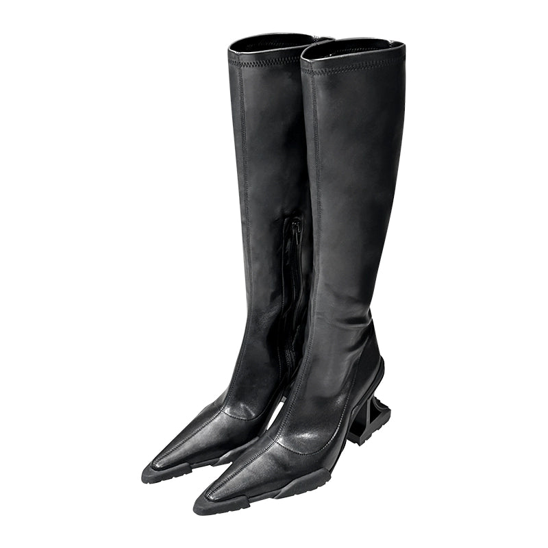 ANNAKIKI niche designer model black special-shaped functional boots for women-LIULIAN