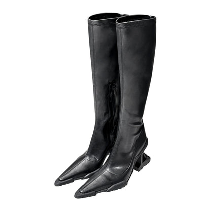ANNAKIKI niche designer model black special-shaped functional boots for women-LIULIAN