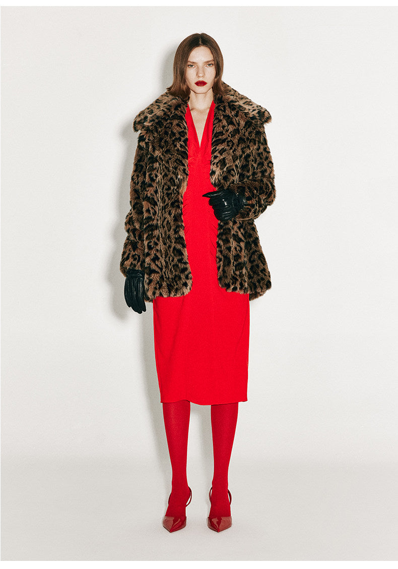 ATELIER MISS LU Fall/Winter ruffled design halterneck backless slim Red dress - STELLA