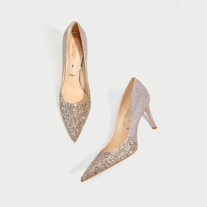 PJJUU glitter shimmering stiletto pumps shoes - ETHAN