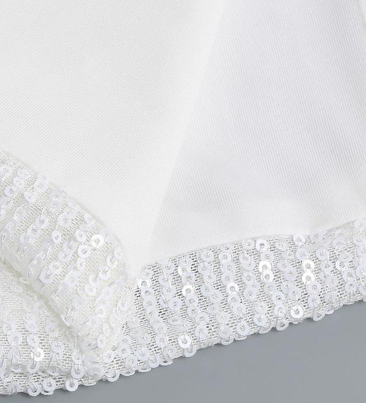 DOLLY White Feather Tube Top Sequin Slim Fit Long Dress-STEPH