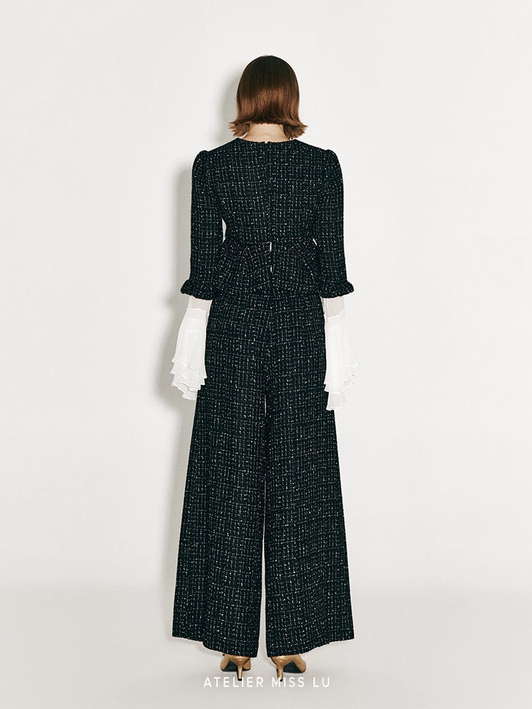 ATELIER MISS LU autumn three-dimensional bud hem tweed crop top - simon.