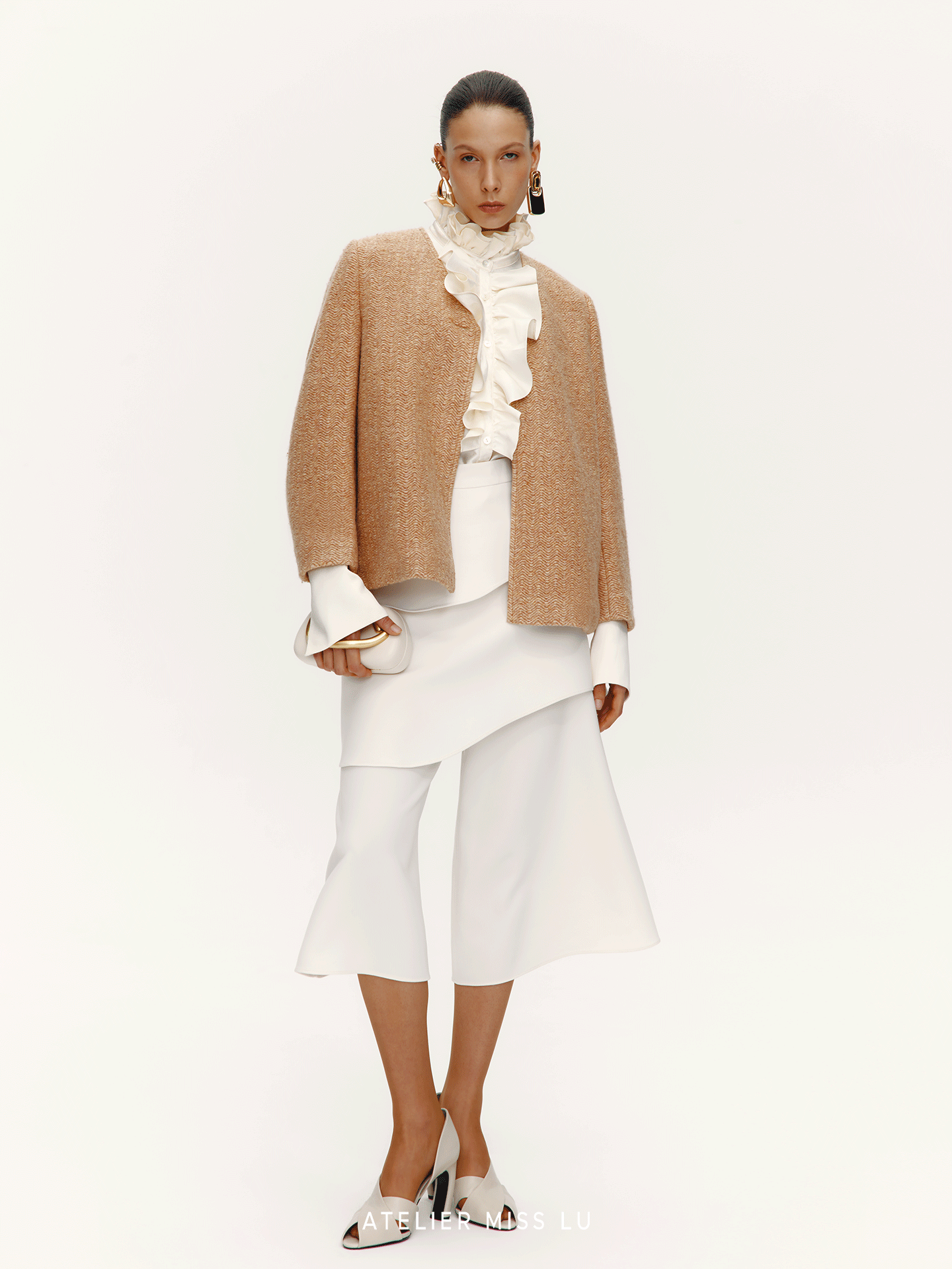 ATELIER MISS LU sleeve sheep wool-blend knitted jacket - SHUDDER