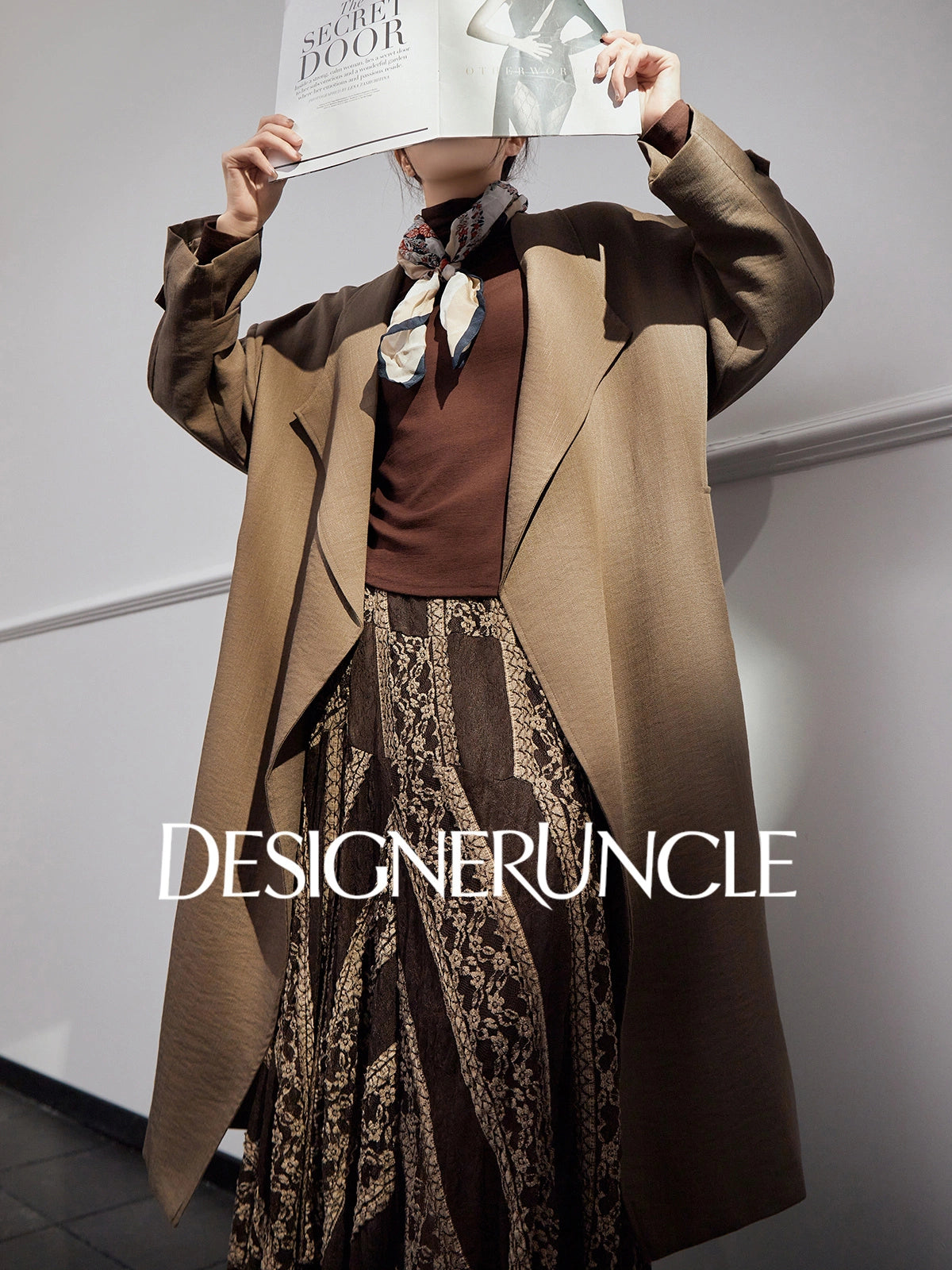 DGU "Twilight Dyeing" Latte Coffee New Double-breasted British-style Versatile Jacket - MARCUS.