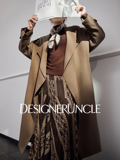 DGU "Twilight Dyeing" Latte Coffee New Double-breasted British-style Versatile Jacket - MARCUS.