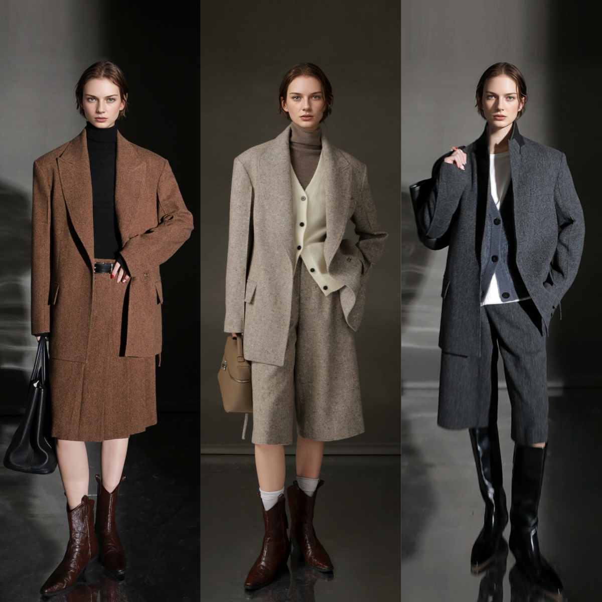 PIAOIN Retro Blazer Wool Jacket Women's Niche Suit Top Commuter Versatile- BEX