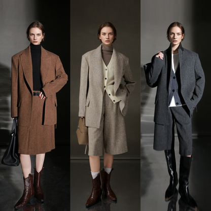 PIAOIN Retro Blazer Wool Jacket Women's Niche Suit Top Commuter Versatile- BEX