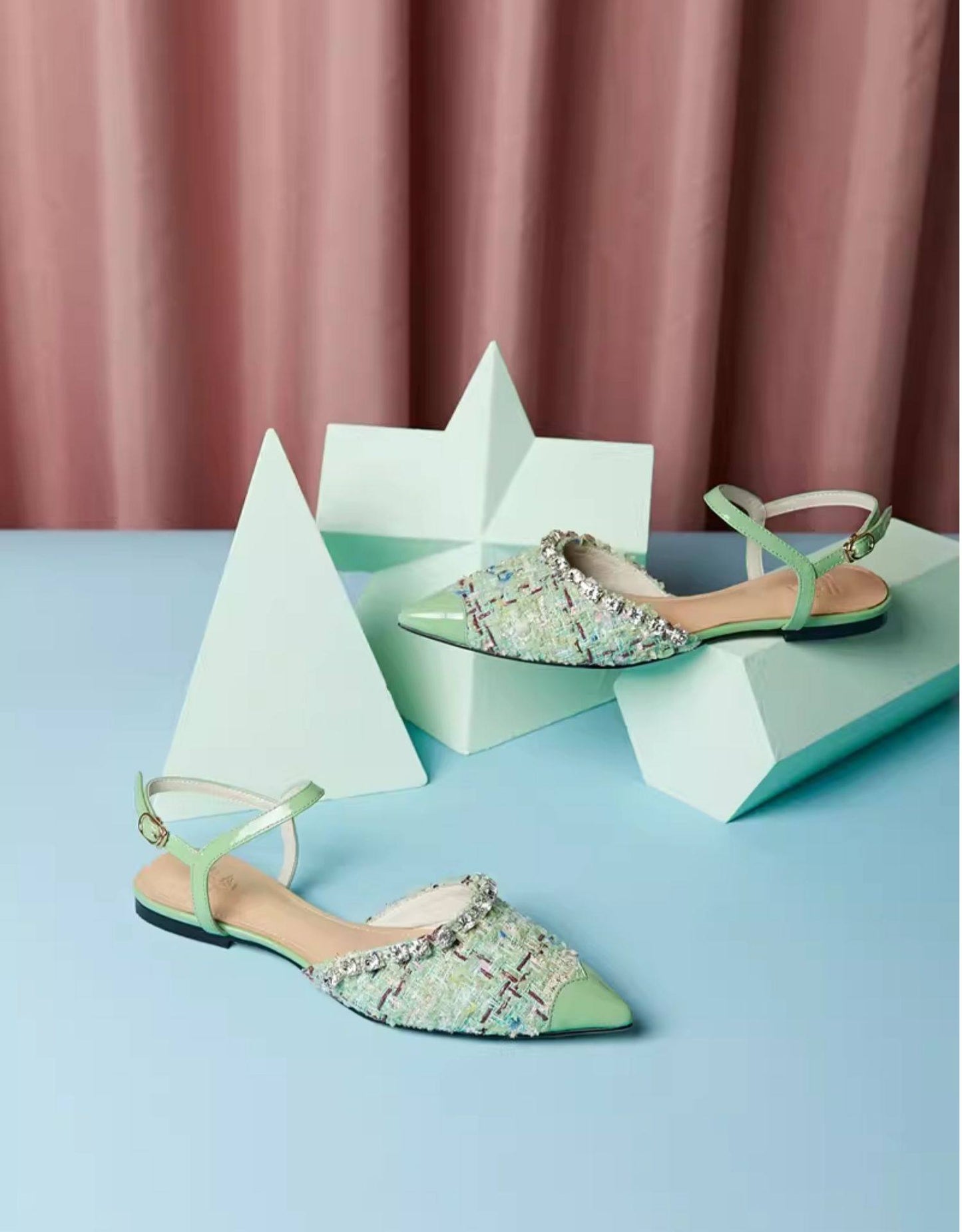 B-FEI hand-spliced pointed flat sandals shoes. JOSH.