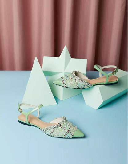 B-FEI hand-spliced pointed flat sandals shoes. JOSH.