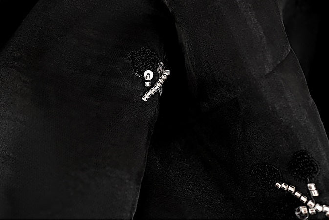 HECO  New Chinese Embroidered V-Neck Puff Sleeve Dress - CORAINE.