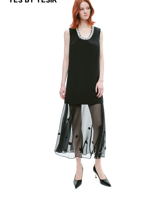 YES BY YESIR | Ye Qians Oriental Venus Dress with Diamond Chain Neckline-CELESTINA.