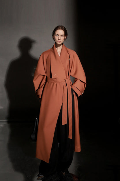 PIAOIN Haute Couture Large-lapel Silhouette Trench Coat Jacket -BECK