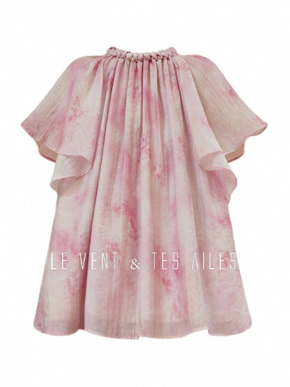 LE VENT&TES AILES Sakura Tencel Smudge Slip Skirt Loose Top Handmade-BECCA