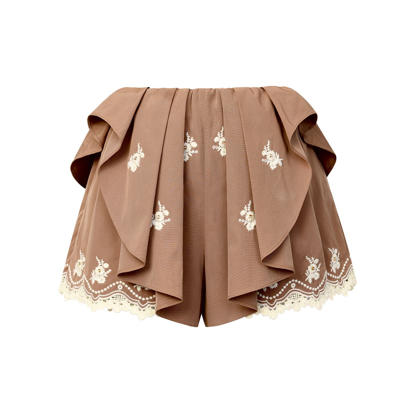 FAME flower embroidery deconstruction shorts fake two slacks