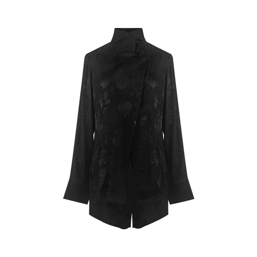 TUYUE Chinese style black light dress satin jacquard long-sleeved shirt- MIKE.