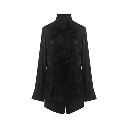 TUYUE Chinese style black light dress satin jacquard long-sleeved shirt- MIKE.