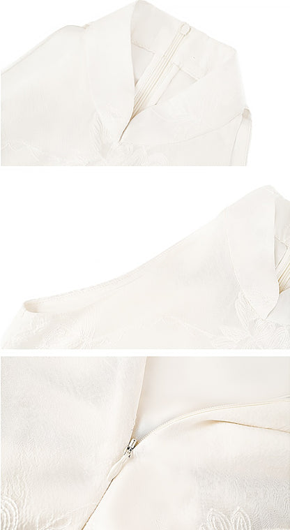 HECO Mock Collar Acetate Asymmetrical Wavy Side Halterneck Vest - DWELLS.