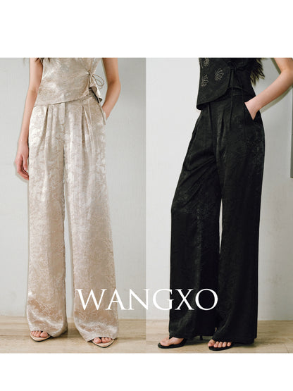 WANGXO  Cross-Strappy Top Relaxed Pants and Statement Silhouette Suits Set -ZAYA