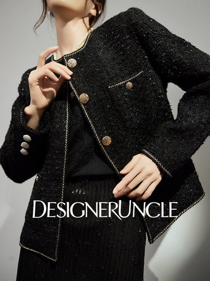 DGU "Gilded" black jacket small fragrance celebrity temperament commuter versatile top - Bobby.